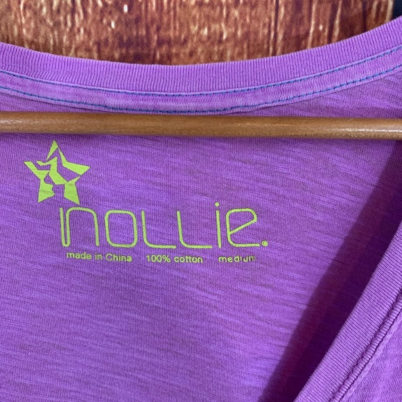Nollie Purple Tee V Neck 100% Cotton sz M - Picture 5 of 5